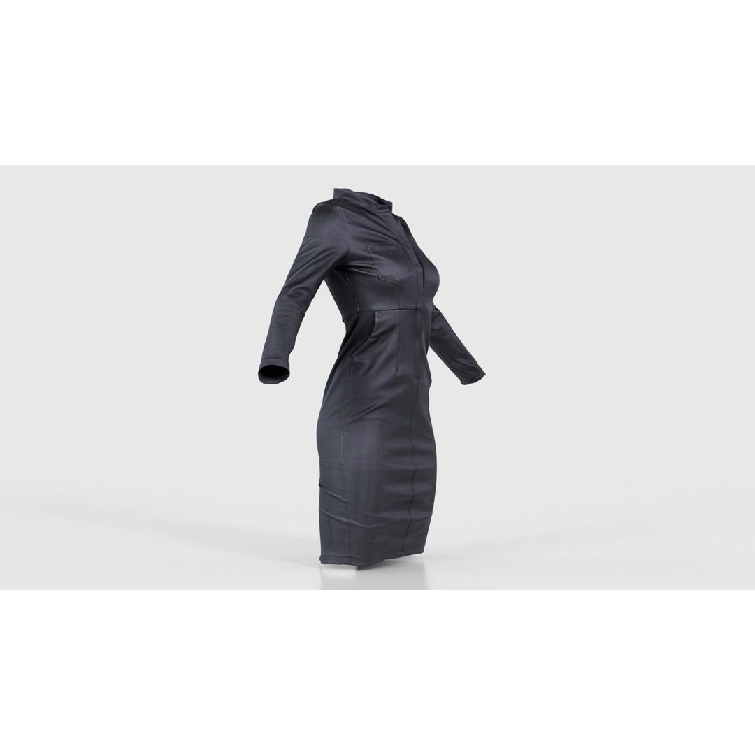 Split Leather Zipper Dress 3D Model – Low Poly Game Asset, FBX, Blender - View 19