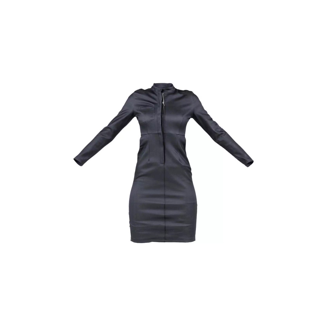Split Leather Zipper Dress 3D Model – Low Poly Game Asset, FBX, Blender - View 2
