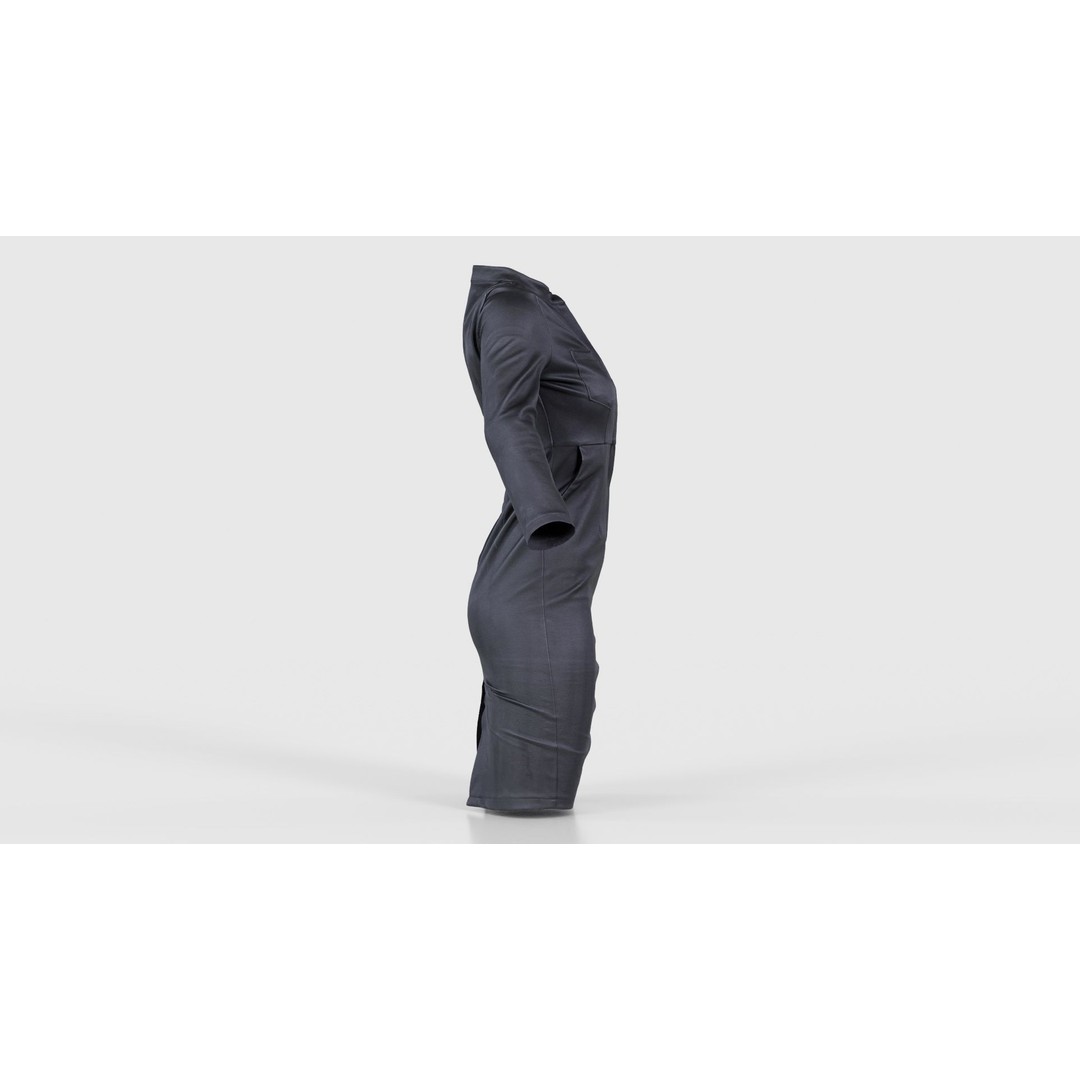 Split Leather Zipper Dress 3D Model – Low Poly Game Asset, FBX, Blender - View 20