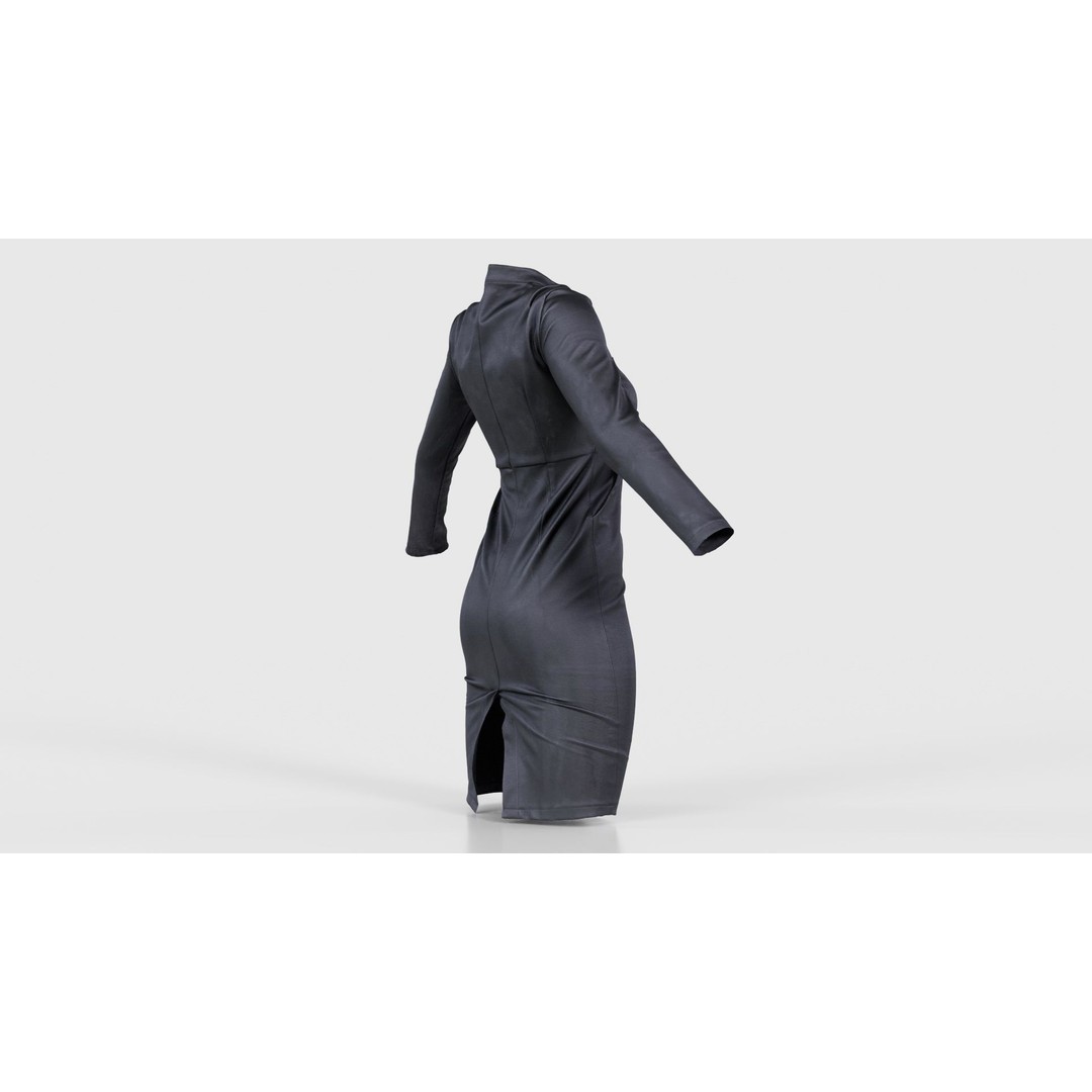 Split Leather Zipper Dress 3D Model – Low Poly Game Asset, FBX, Blender - View 21