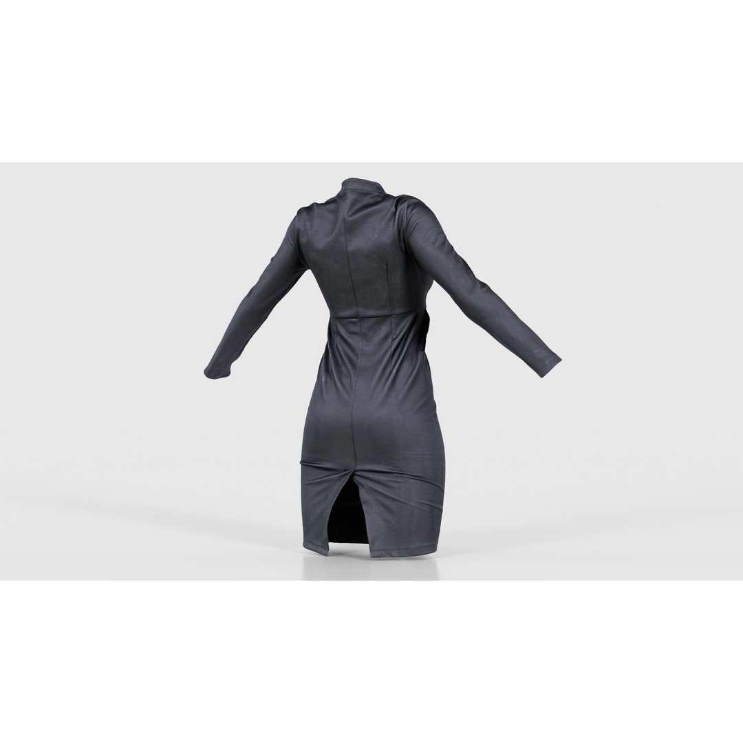 Split Leather Zipper Dress 3D Model – Low Poly Game Asset, FBX, Blender - View 22
