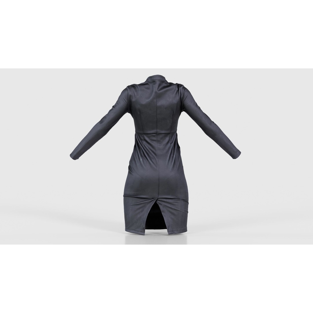 Split Leather Zipper Dress 3D Model – Low Poly Game Asset, FBX, Blender - View 23