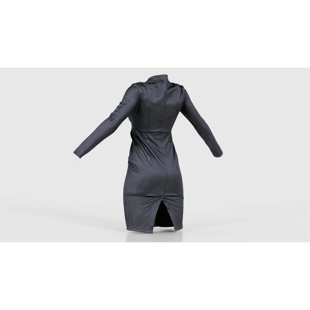 Split Leather Zipper Dress 3D Model – Low Poly Game Asset, FBX, Blender - View 24