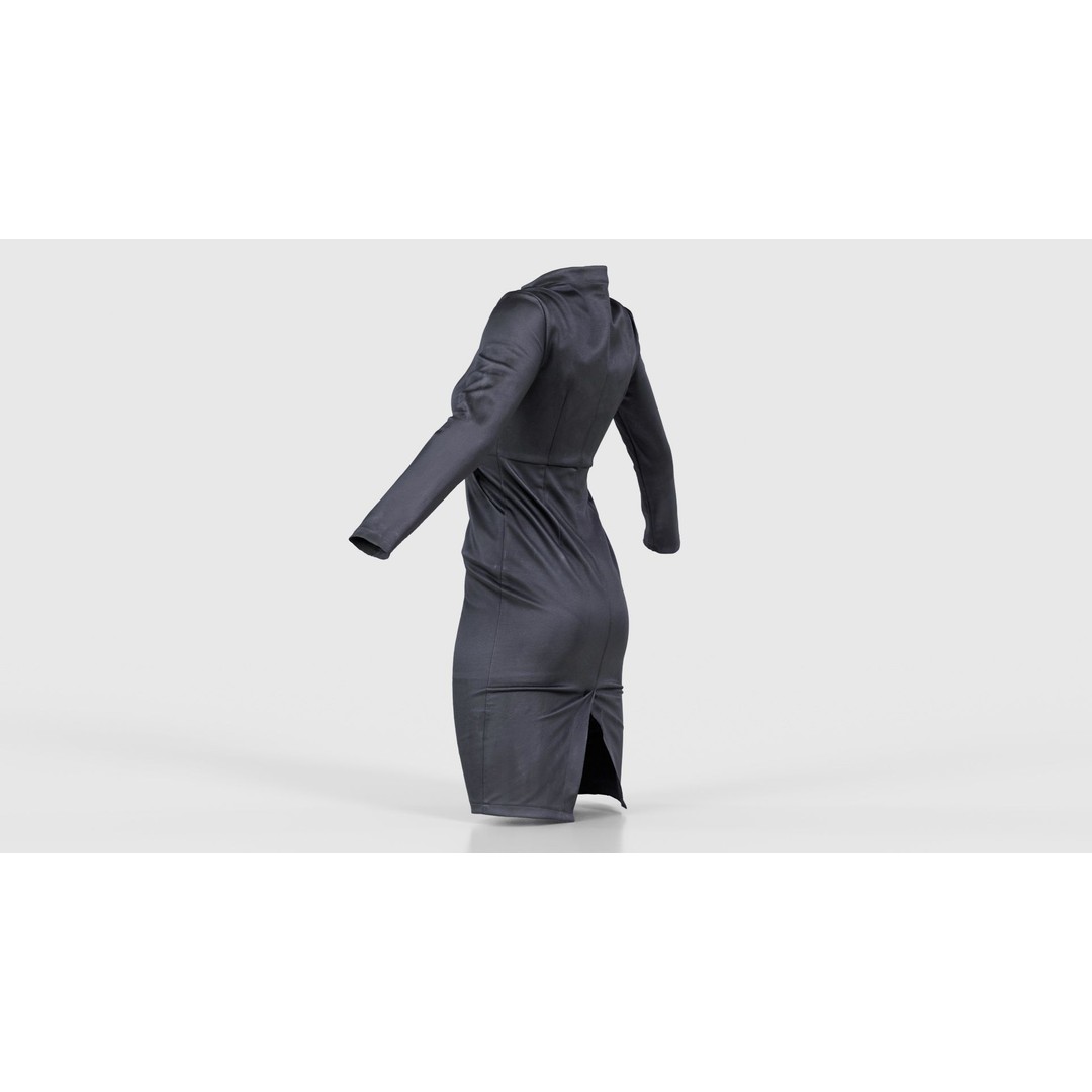 Split Leather Zipper Dress 3D Model – Low Poly Game Asset, FBX, Blender - View 25