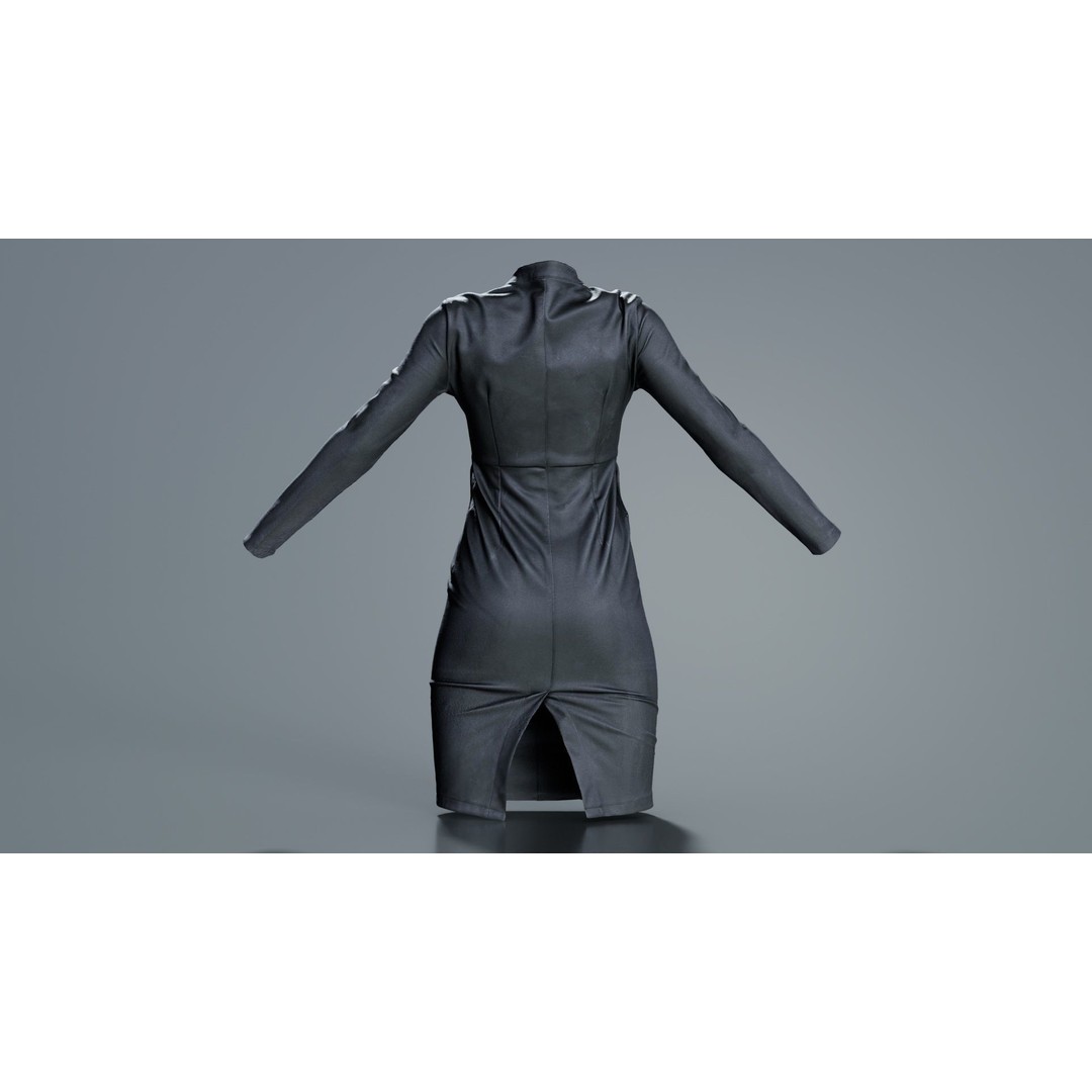 Split Leather Zipper Dress 3D Model – Low Poly Game Asset, FBX, Blender - View 4
