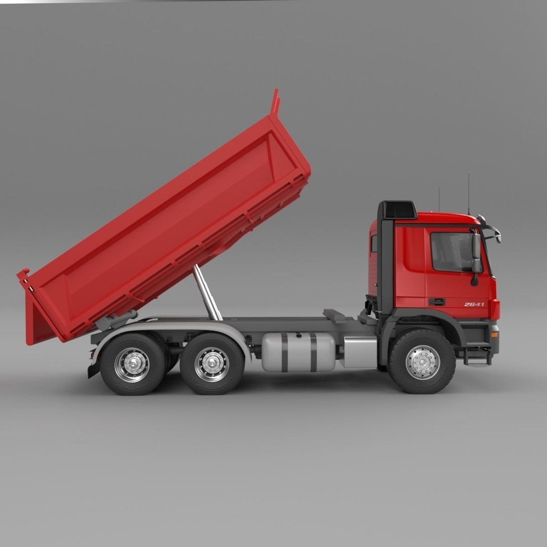 Mercedes-Benz Actros 2641 Dump Truck 3D Model – High Poly Vehicle Asset, FBX, OBJ - View 13