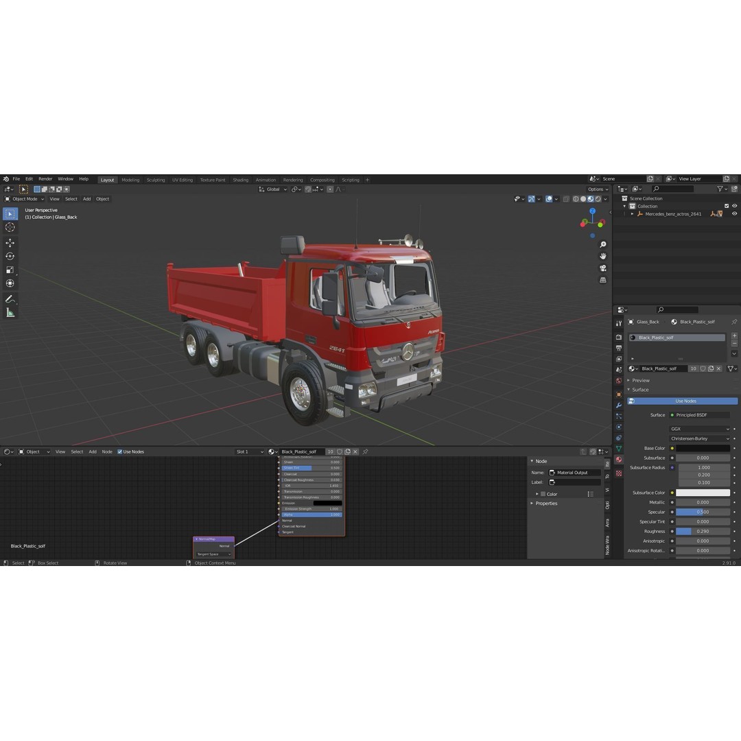 Mercedes-Benz Actros 2641 Dump Truck 3D Model – High Poly Vehicle Asset, FBX, OBJ - View 14