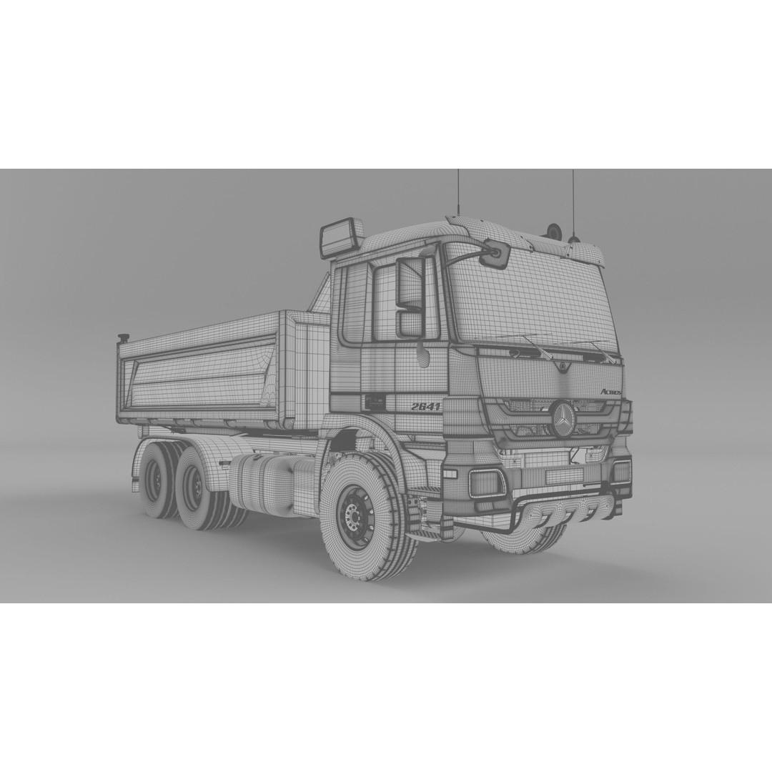 Mercedes-Benz Actros 2641 Dump Truck 3D Model – High Poly Vehicle Asset, FBX, OBJ - View 21
