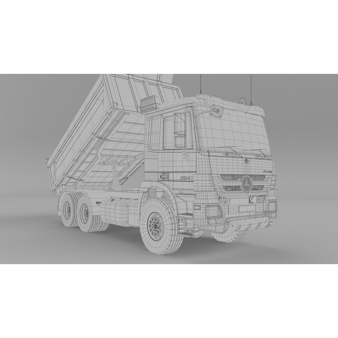 Mercedes-Benz Actros 2641 Dump Truck 3D Model – High Poly Vehicle Asset, FBX, OBJ - View 22