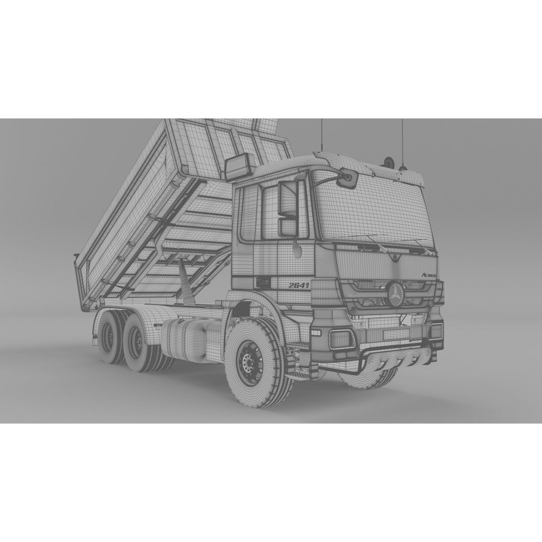Mercedes-Benz Actros 2641 Dump Truck 3D Model – High Poly Vehicle Asset, FBX, OBJ - View 23