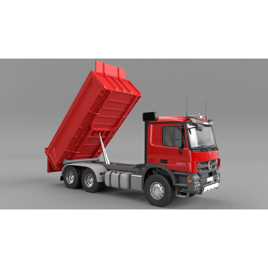 Mercedes-Benz Actros 2641 Dump Truck 3D Model – High Poly Vehicle Asset, FBX, OBJ - View 3