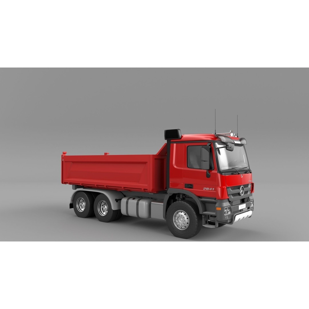 Mercedes-Benz Actros 2641 Dump Truck 3D Model – High Poly Vehicle Asset, FBX, OBJ - View 4