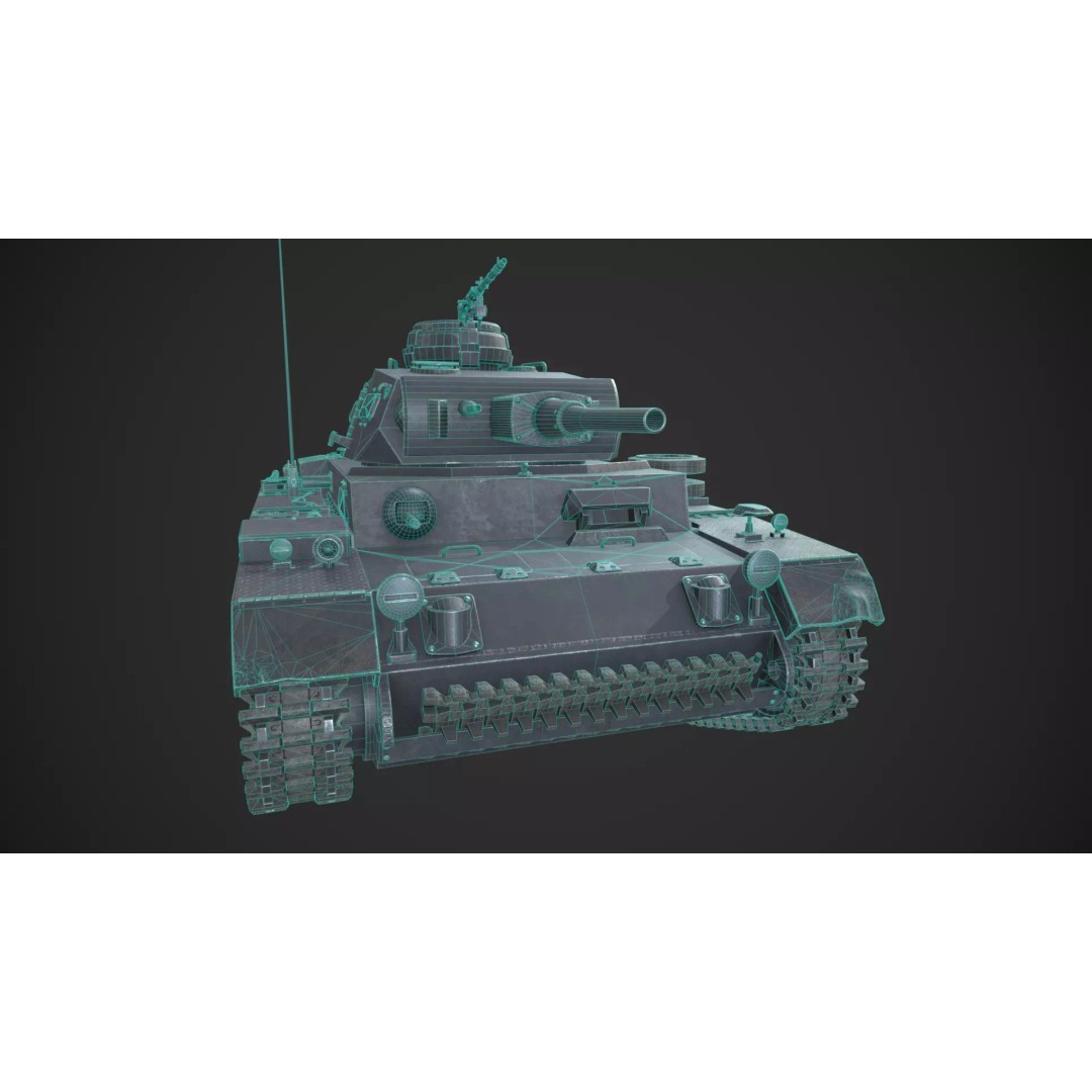 Panzer 3 Ausf J 3D Model – Low Poly Military Tank, PBR Textures - View 10