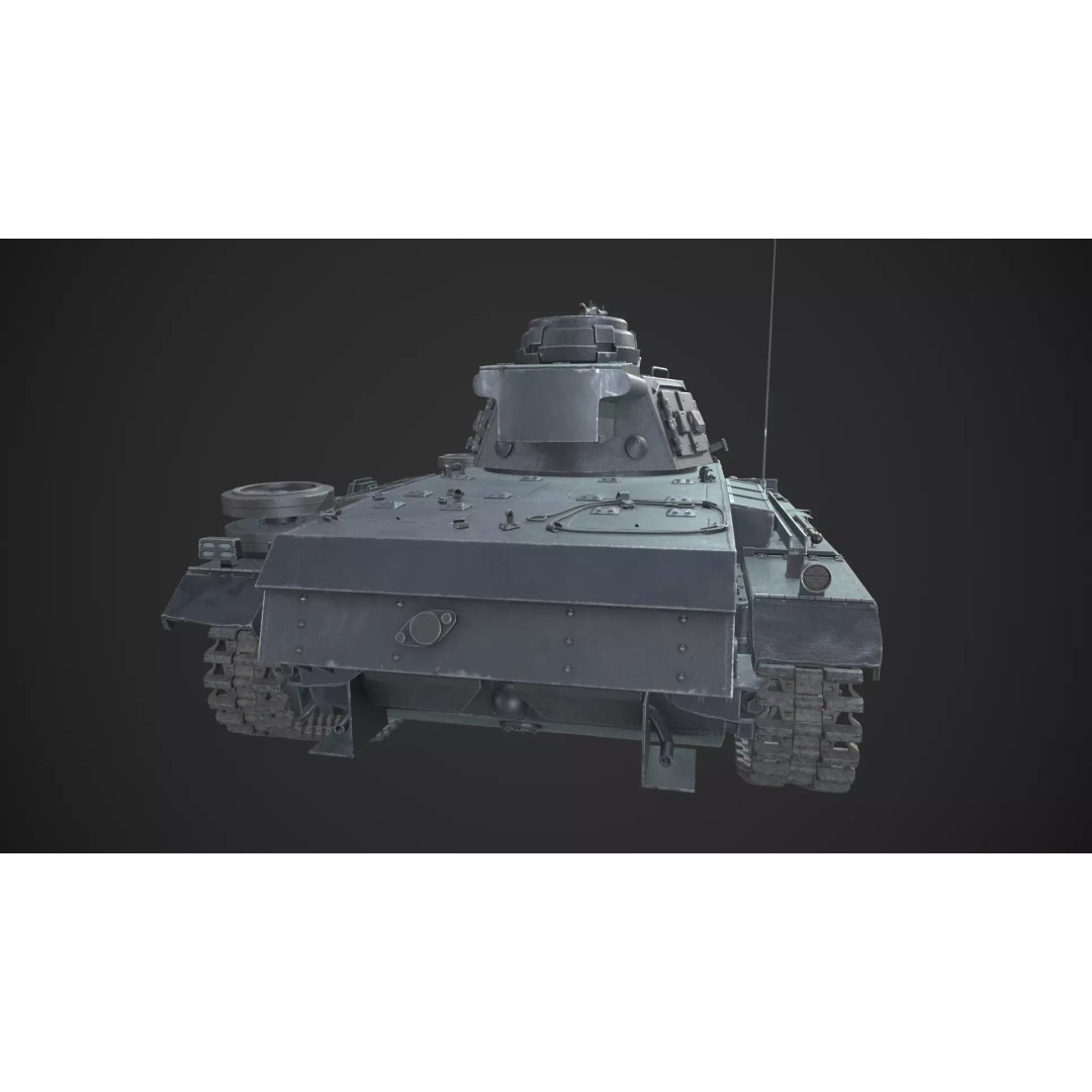 Panzer 3 Ausf J 3D Model – Low Poly Military Tank, PBR Textures - View 11