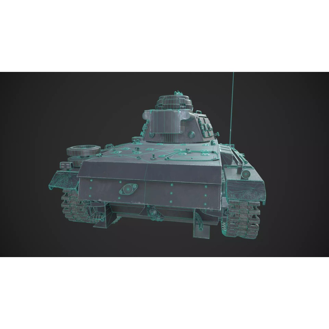 Panzer 3 Ausf J 3D Model – Low Poly Military Tank, PBR Textures - View 12