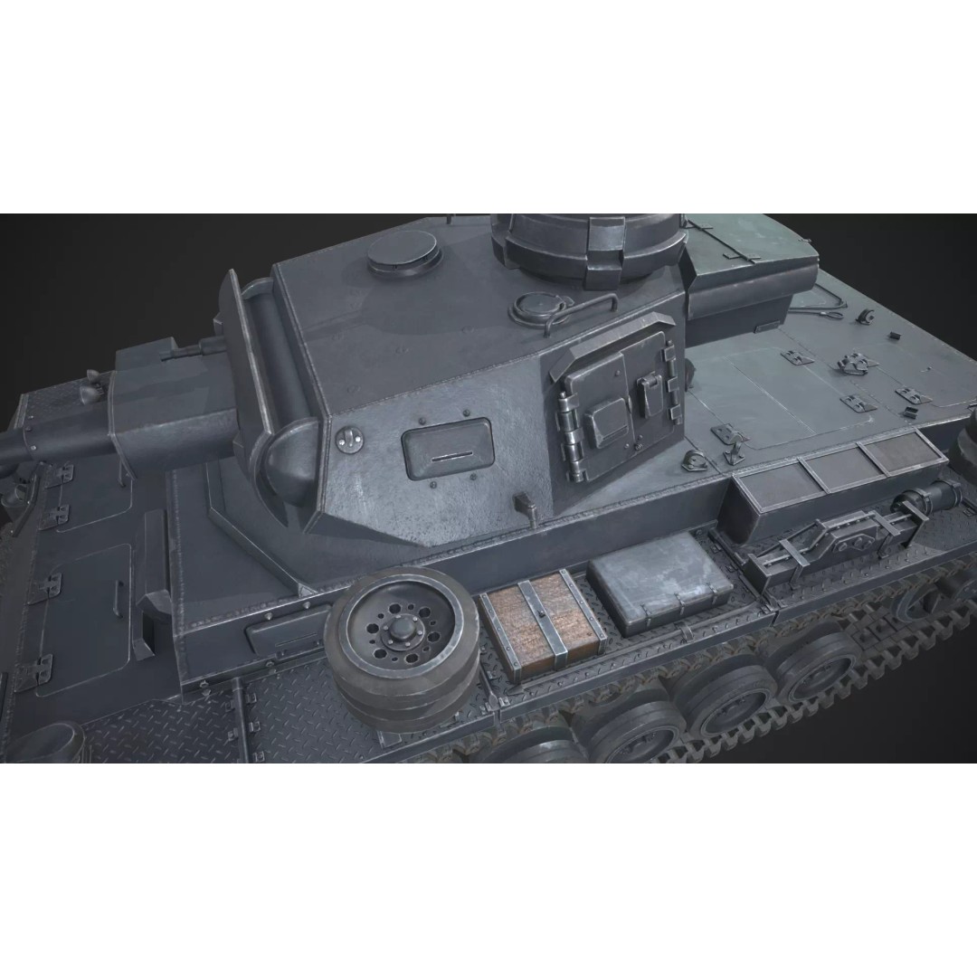 Panzer 3 Ausf J 3D Model – Low Poly Military Tank, PBR Textures - View 13