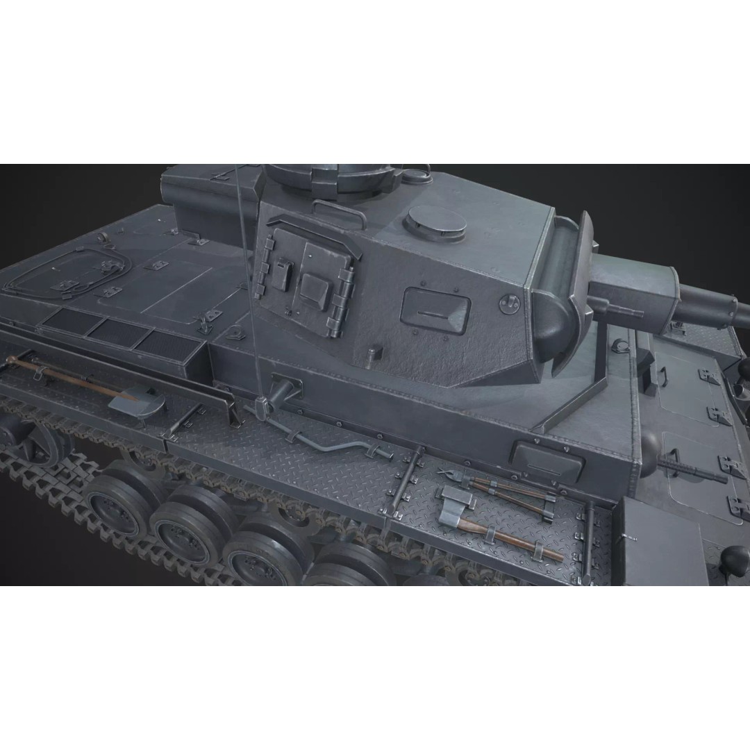 Panzer 3 Ausf J 3D Model – Low Poly Military Tank, PBR Textures - View 14