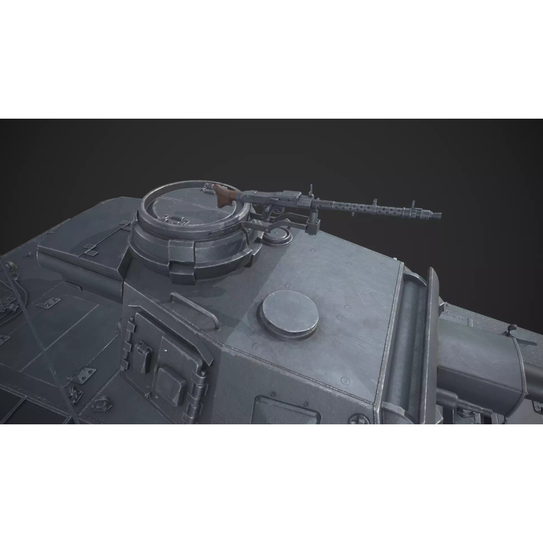 Panzer 3 Ausf J 3D Model – Low Poly Military Tank, PBR Textures - View 15