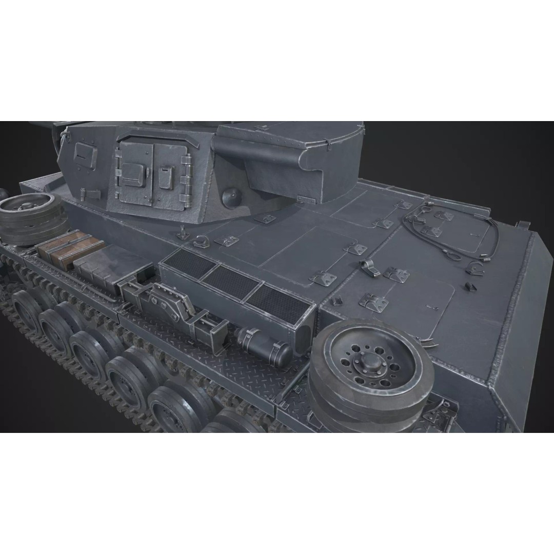 Panzer 3 Ausf J 3D Model – Low Poly Military Tank, PBR Textures - View 16