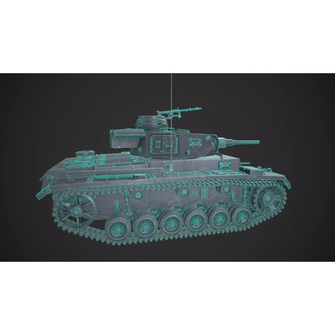 Panzer 3 Ausf J 3D Model – Low Poly Military Tank, PBR Textures - View 8