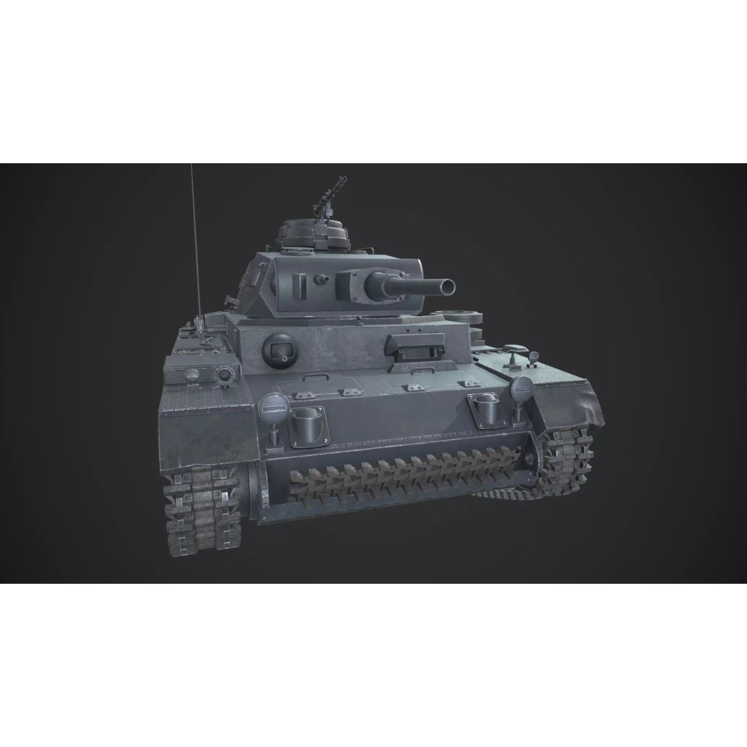 Panzer 3 Ausf J 3D Model – Low Poly Military Tank, PBR Textures - View 9