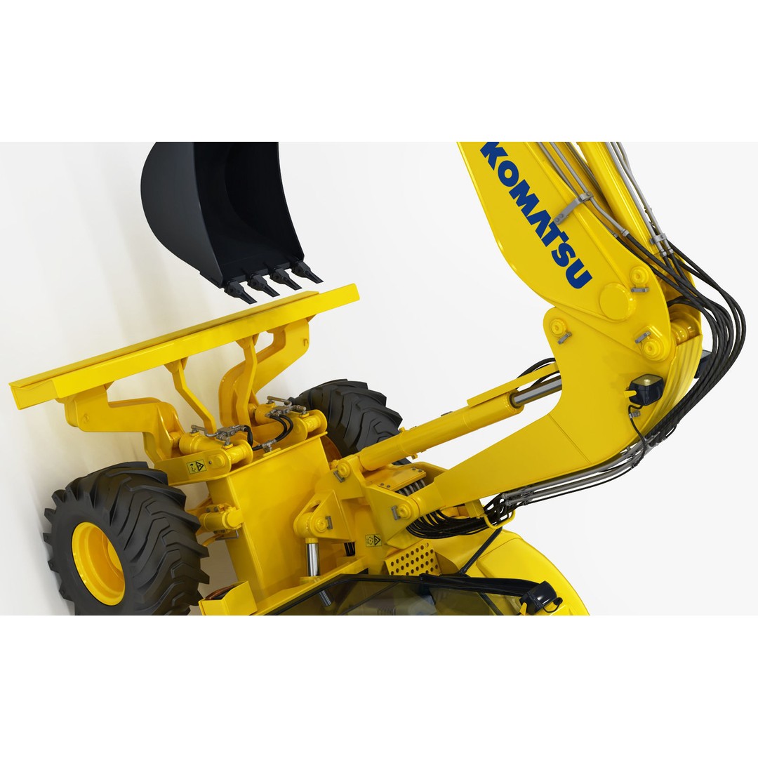 Wheeled Excavator Komatsu PW98MR-8 3D Model – Detailed Industrial Vehicle, FBX - View 19