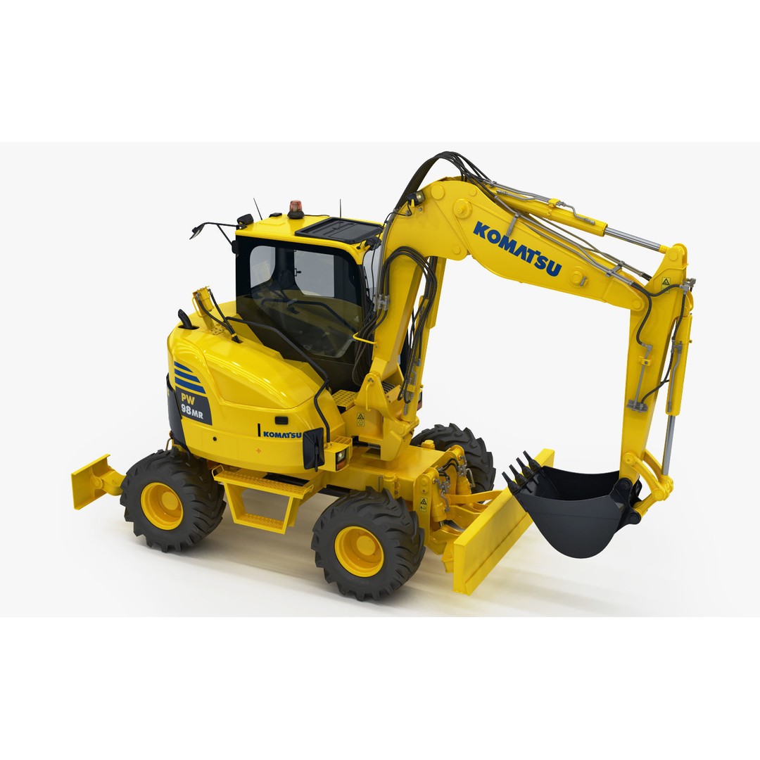Wheeled Excavator Komatsu PW98MR-8 3D Model – Detailed Industrial Vehicle, FBX - View 20