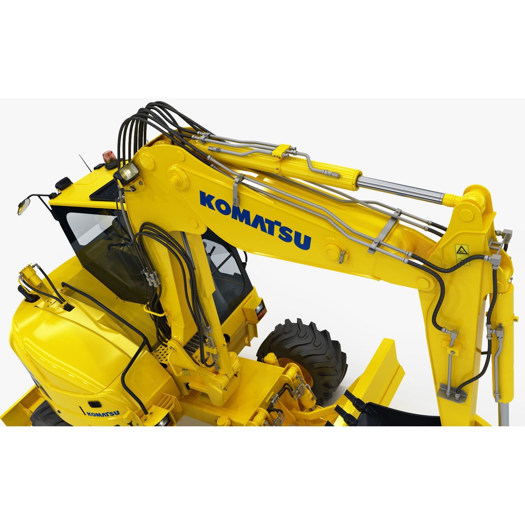 Wheeled Excavator Komatsu PW98MR-8 3D Model – Detailed Industrial Vehicle, FBX - View 21