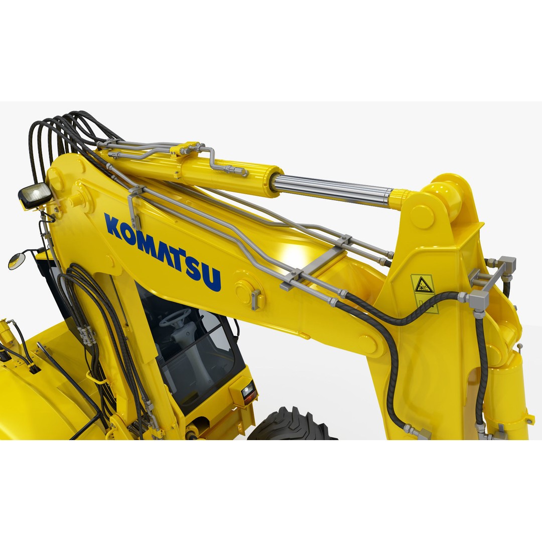 Wheeled Excavator Komatsu PW98MR-8 3D Model – Detailed Industrial Vehicle, FBX - View 22