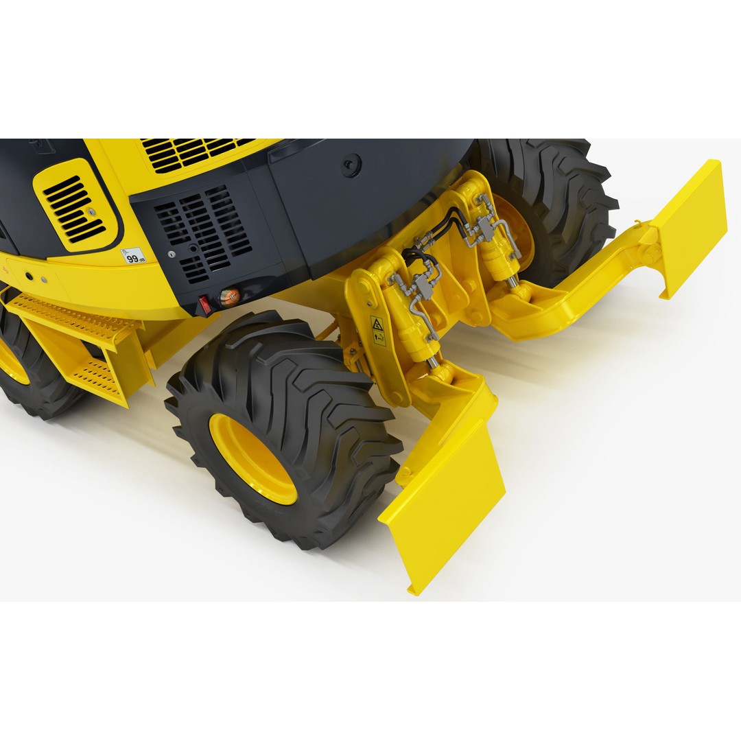 Wheeled Excavator Komatsu PW98MR-8 3D Model – Detailed Industrial Vehicle, FBX - View 23