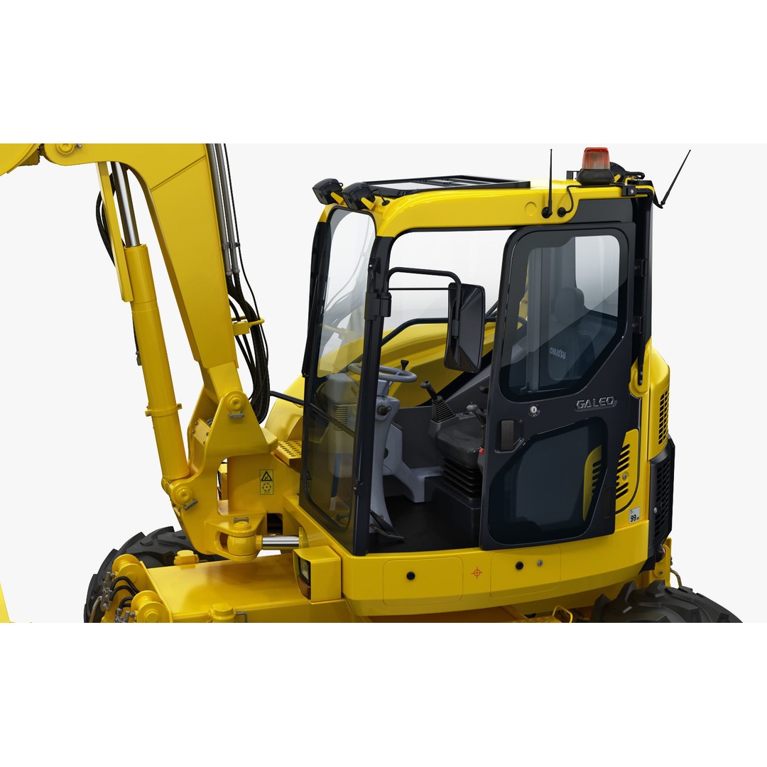 Wheeled Excavator Komatsu PW98MR-8 3D Model – Detailed Industrial Vehicle, FBX - View 30