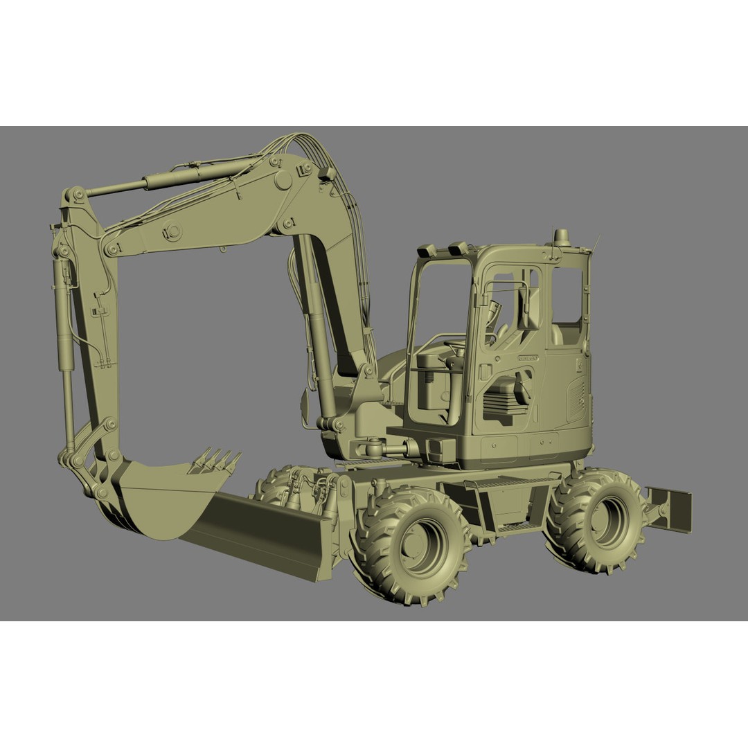 Wheeled Excavator Komatsu PW98MR-8 3D Model – Detailed Industrial Vehicle, FBX - View 32
