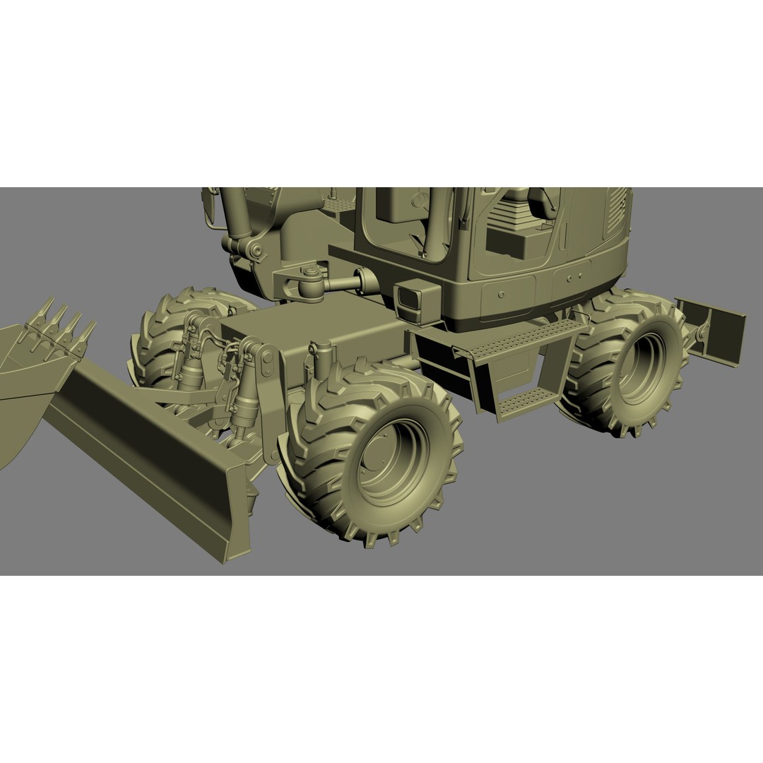 Wheeled Excavator Komatsu PW98MR-8 3D Model – Detailed Industrial Vehicle, FBX - View 34