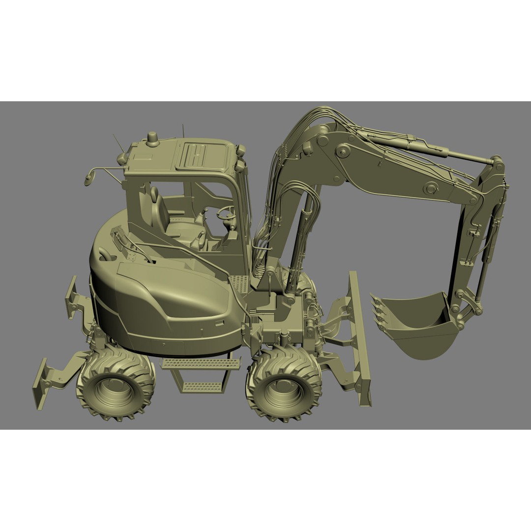 Wheeled Excavator Komatsu PW98MR-8 3D Model – Detailed Industrial Vehicle, FBX - View 36