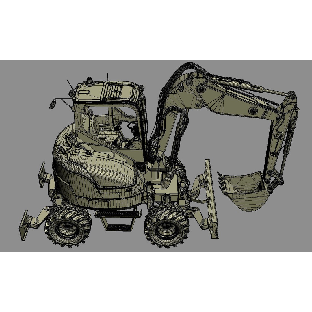 Wheeled Excavator Komatsu PW98MR-8 3D Model – Detailed Industrial Vehicle, FBX - View 37