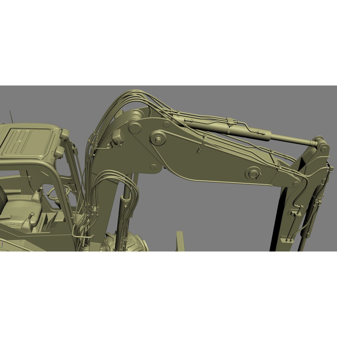 Wheeled Excavator Komatsu PW98MR-8 3D Model – Detailed Industrial Vehicle, FBX - View 38