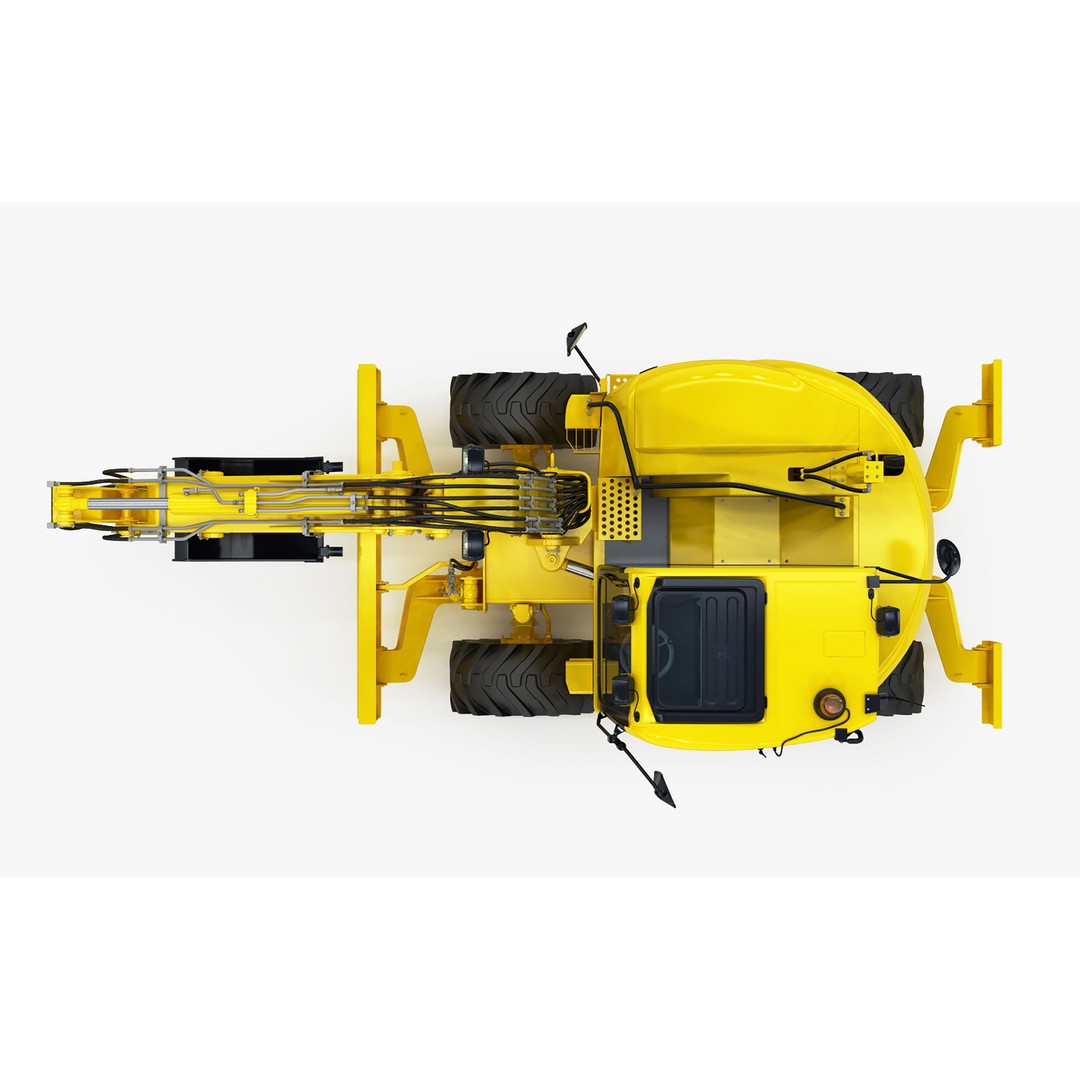Wheeled Excavator Komatsu PW98MR-8 3D Model – Detailed Industrial Vehicle, FBX - View 5