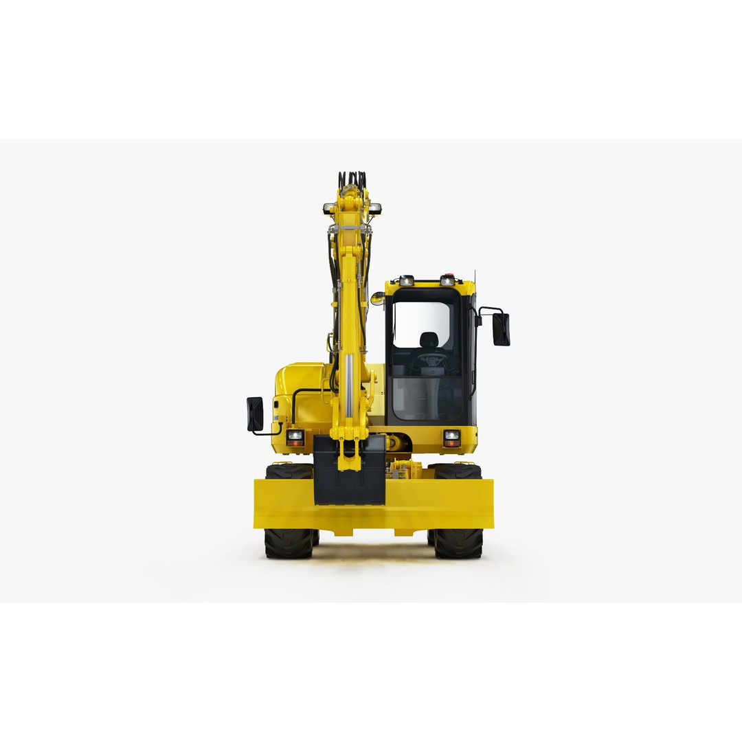 Wheeled Excavator Komatsu PW98MR-8 3D Model – Detailed Industrial Vehicle, FBX - View 8