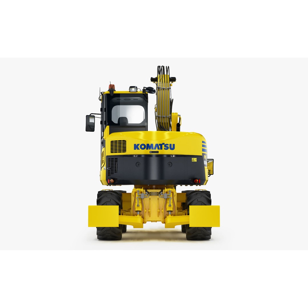 Wheeled Excavator Komatsu PW98MR-8 3D Model – Detailed Industrial Vehicle, FBX - View 9