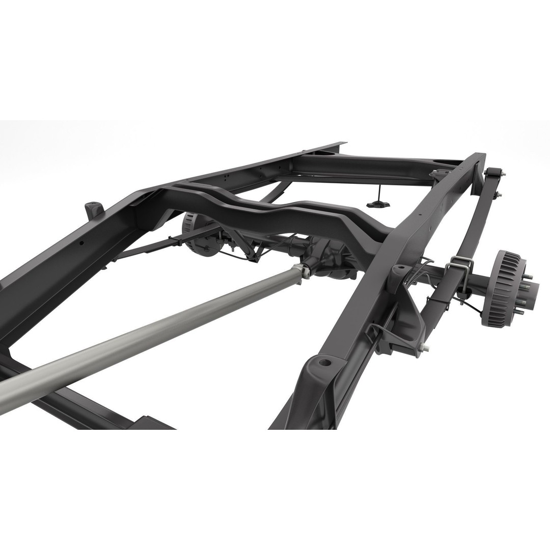 Pickup Truck Chassis 3D Model – Detailed Heavy Duty Design, FBX & OBJ - View 10