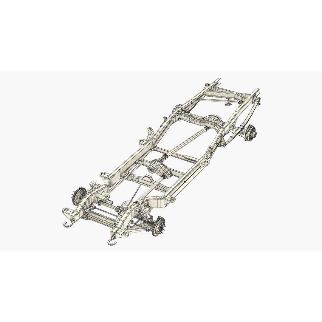 Pickup Truck Chassis 3D Model – Detailed Heavy Duty Design, FBX & OBJ - View 11