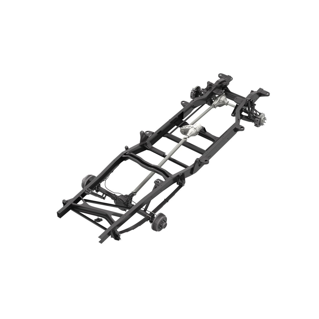 Pickup Truck Chassis 3D Model – Detailed Heavy Duty Design, FBX & OBJ - View 4