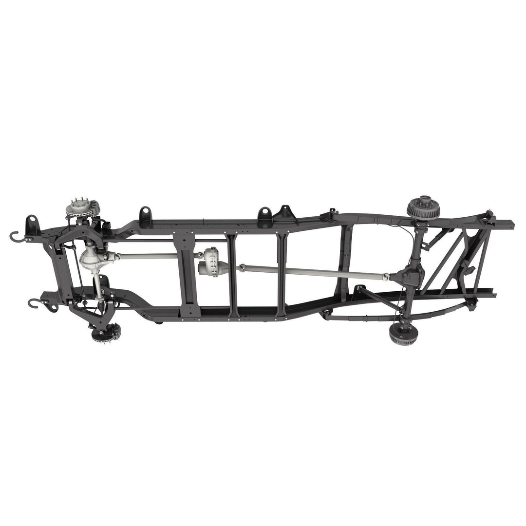 Pickup Truck Chassis 3D Model – Detailed Heavy Duty Design, FBX & OBJ - View 5