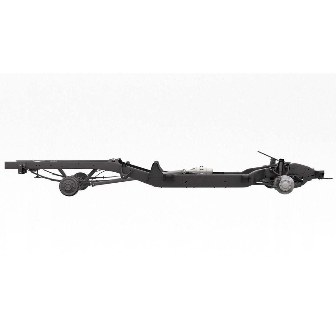 Pickup Truck Chassis 3D Model – Detailed Heavy Duty Design, FBX & OBJ - View 6