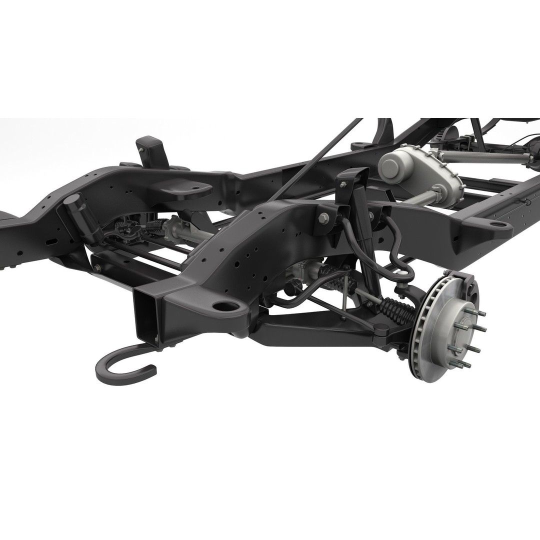 Pickup Truck Chassis 3D Model – Detailed Heavy Duty Design, FBX & OBJ - View 7