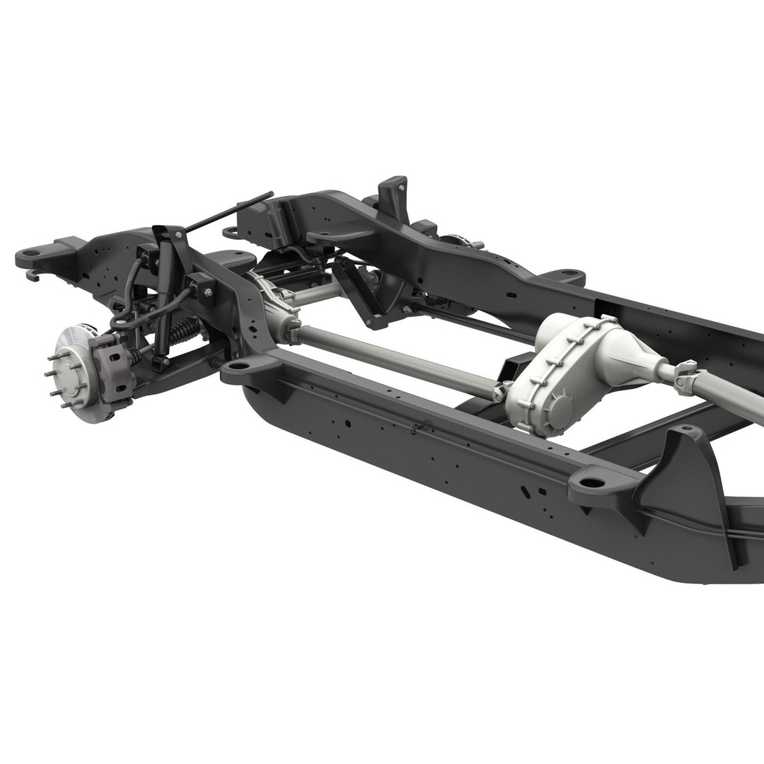 Pickup Truck Chassis 3D Model – Detailed Heavy Duty Design, FBX & OBJ - View 8