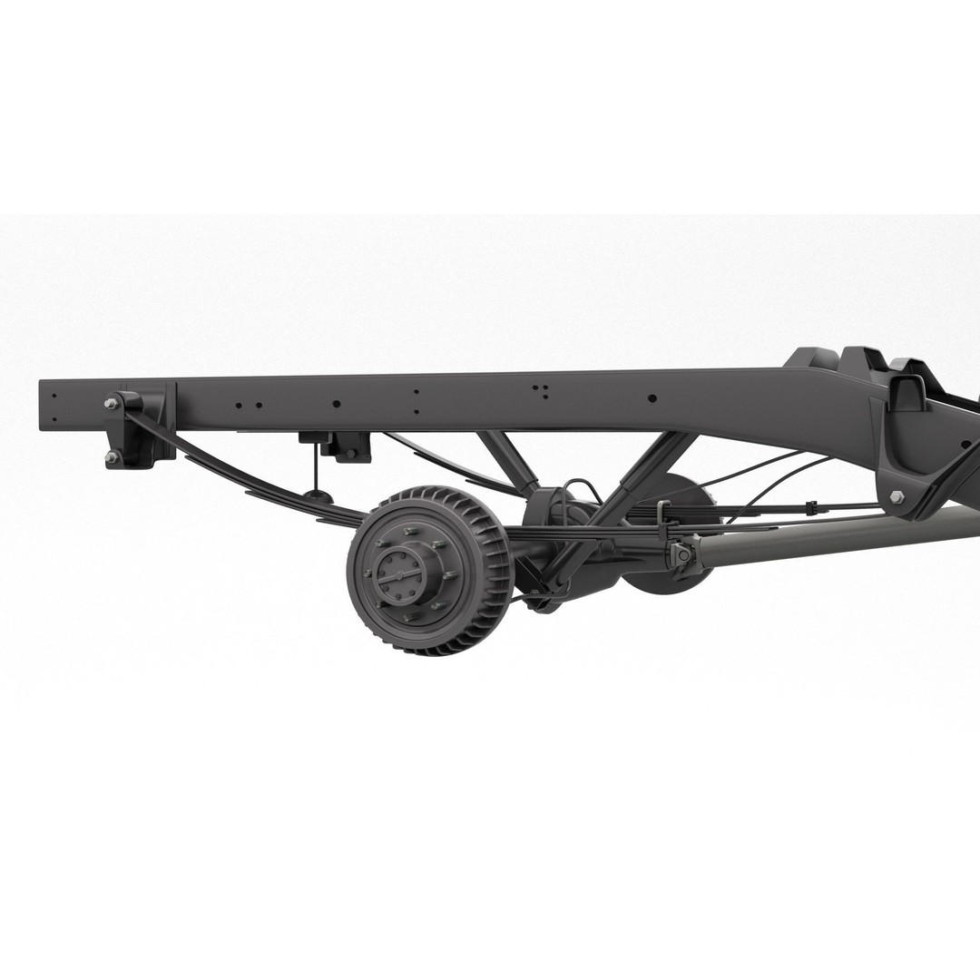 Pickup Truck Chassis 3D Model – Detailed Heavy Duty Design, FBX & OBJ - View 9