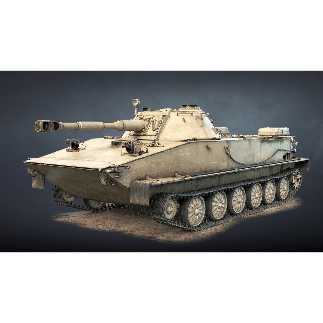 PT-76B Tank & BTR-50PK 3D Model – Low Poly Game Ready Military Vehicles - View 13