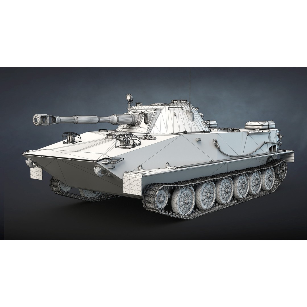 PT-76B Tank & BTR-50PK 3D Model – Low Poly Game Ready Military Vehicles - View 14