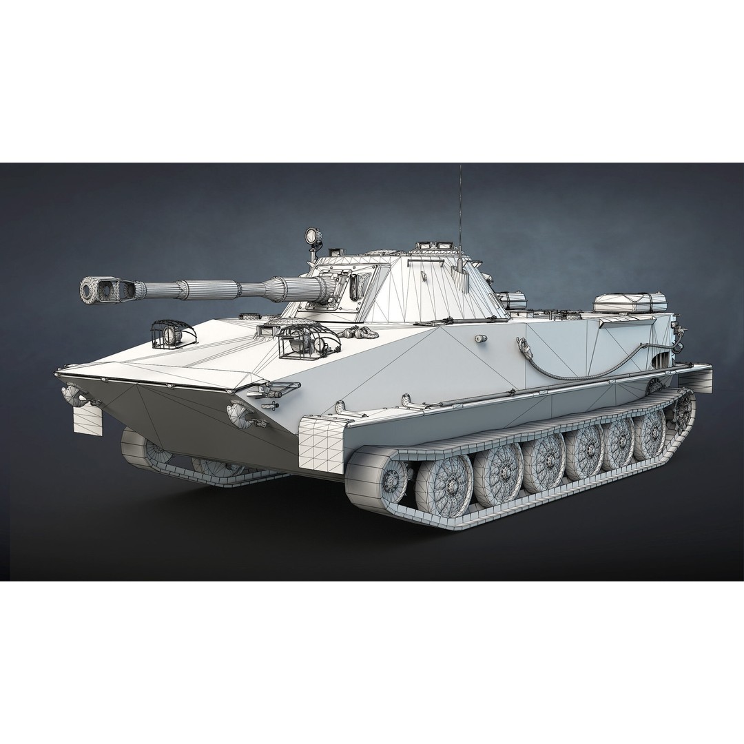 PT-76B Tank & BTR-50PK 3D Model – Low Poly Game Ready Military Vehicles - View 15